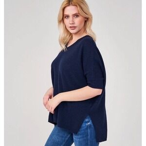 Brodie 100% Cashmere Short Sleeve Sweater Tee XS Bronte Jumper Blue Oversized